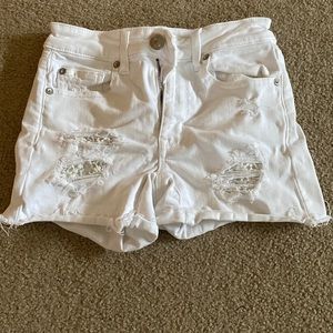 American Eagle white ripped jean shorts